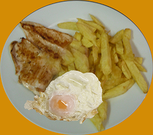 filete pollo plancha y guarnicion