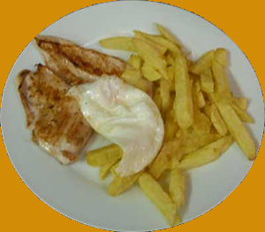 filete pollo plancha y huevo
