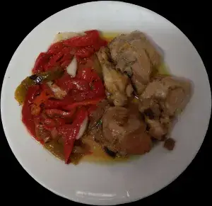 pollo al ajillo con pimientos asados - lunes - viernes - monday - friday