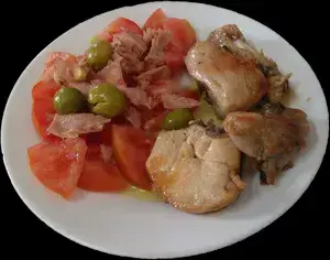 pollo al ajillo con tomates - lunes - viernes - monday - friday