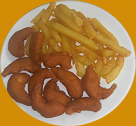 Gambas robozadas con guarnicion